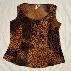 Sani Jo Vintage Faux Corset Like Tank Top Brown Size Medium